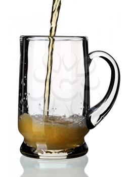 Glass of beer, isolated on a white background.