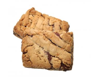 Several pieces of brown sweet cookies, isolated