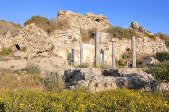 Ruins of an ancient temple near the city of Ashqelon, Israel 