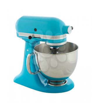 Kitchen appliances - blue planetary mixer, isolated on a white background