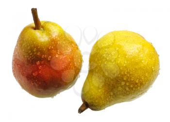 Big juicy yellow red pears, isolated 