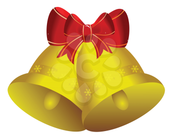 Royalty Free Clipart Image of Two Gold Christmas Bells