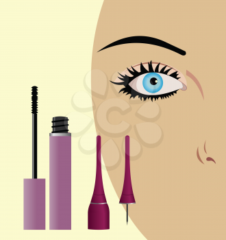 Royalty Free Clipart Image of a Woman's Face and Make-Up