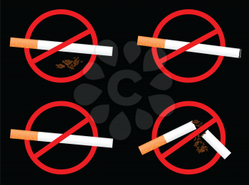 Royalty Free Clipart Image of a Set of No Smoking Signs