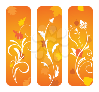 Royalty Free Clipart Image of a Set of Autumn Floral Borders