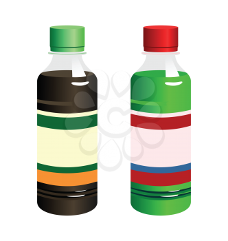Royalty Free Clipart Image of Two Labeled Bottles