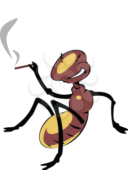 Royalty Free Clipart Image of  an Insect Smoking a Cigar