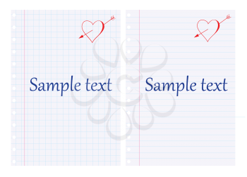 Royalty Free Clipart Image of Notebook Page With Hearts