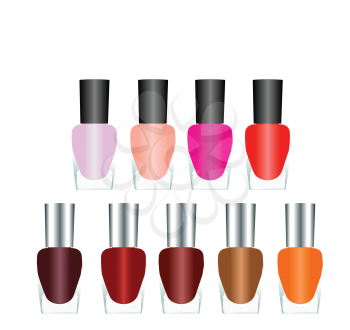 Royalty Free Clipart Image of a Set of Nail Polishes 