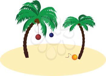 Royalty Free Clipart Image of Decorated Palm Trees