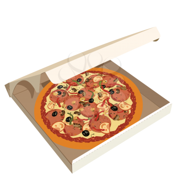 Royalty Free Clipart Image of a Box of Pizza