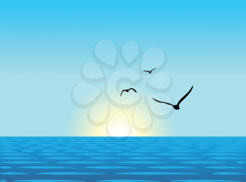 Royalty Free Clipart Image of a Sea Landscape