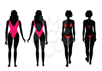 Royalty Free Clipart Image of Women in Bathing Suits