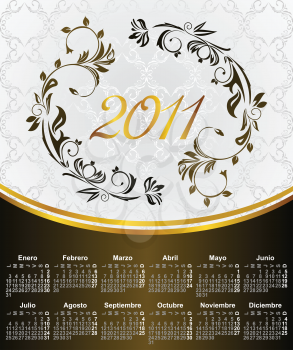 Royalty Free Clipart Image of a Floral 2011 Calendar