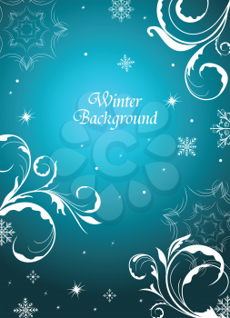 Royalty Free Clipart Image of a Winter Floral Background