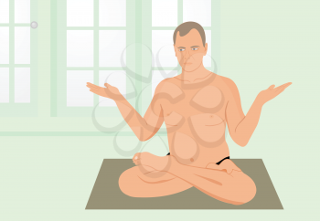 Royalty Free Clipart Image of  a Man in a Yoga Pose