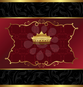 Illustration ornate decorative background with crown - vector