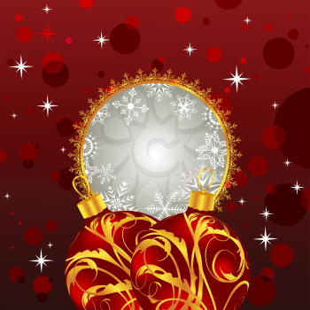 Illustration Christmas invitation with balls - vector