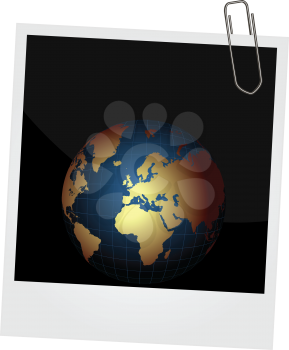Illustration of our planet on photo frame background - vector