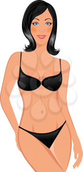 Illustration beautiful girl in bikini swimsuit isolated - vector