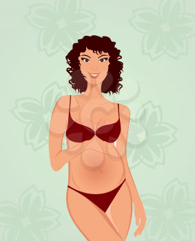 Illustration beautiful pregnant woman isolated - vector