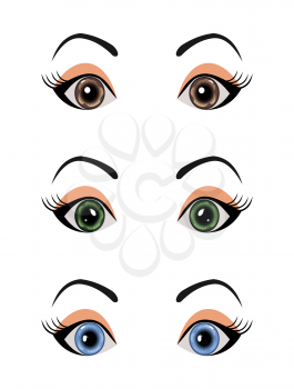 Illustration set female eyes isolated - vector