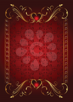 Illustartion floral card with hearts for Valentine's day - vector