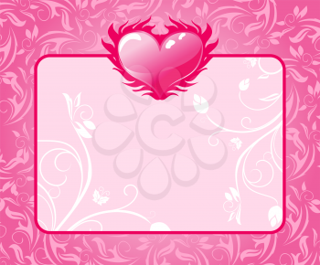 Illustration congratulation card with heart for Valentine's day - vector