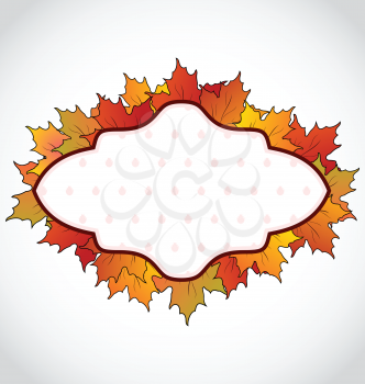 Illustration autumnal card with colorful maple leaves - vector