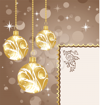 Illustration Christmas balls with card - vector