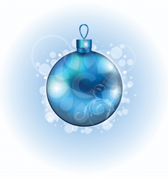 Illustration Christmas blue ball with sparkle - vector