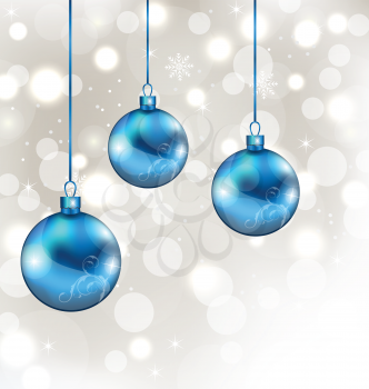 Illustration background with snowflakes and Christmas balls - vector
