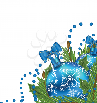 Illustration greeting card with Christmas balls - vector
