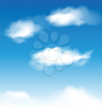 Illustration wallpaper blue sky with realistic clouds - vector