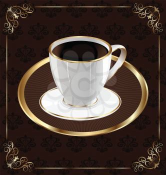 Illustration cute ornate vintage wrapping for coffee, coffee cup - vector
