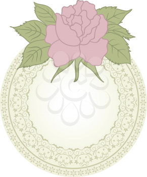 Illustration vintage greeting card with rose - vector