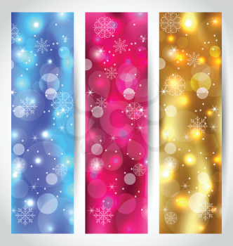 Illustration set Christmas wallpaper with snowflakes - vector