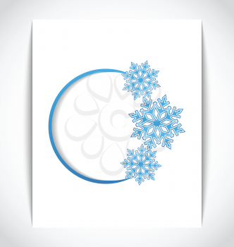 Illustration template frame design with christmas snowflake - vector