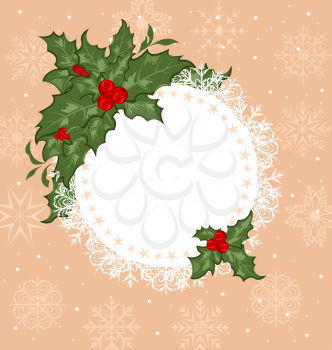 Illustration Christmas celebration card with branch - vector