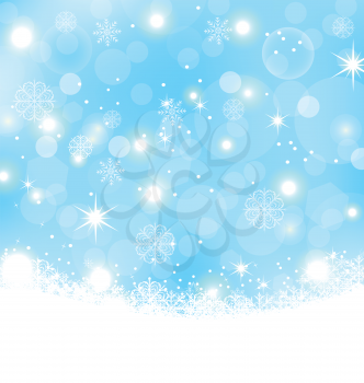 Illustration Christmas abstract background with snowflakes, stars - vector