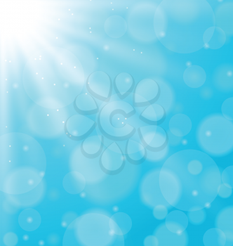 Illustration abstract blue background with sunbeam - vector 