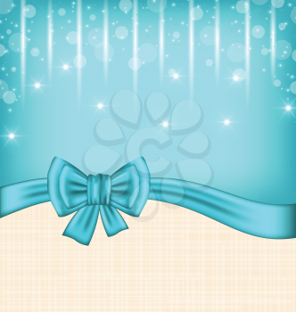 Illustration glow celebration card with gift bow - vector
