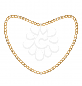 Illustration of jewelry golden chain of heart shape - vector eps10