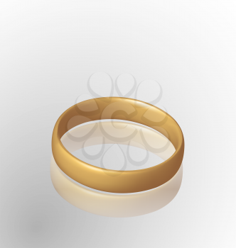 Illustration of jewelry golden ring with reflection - vector eps10 mesh