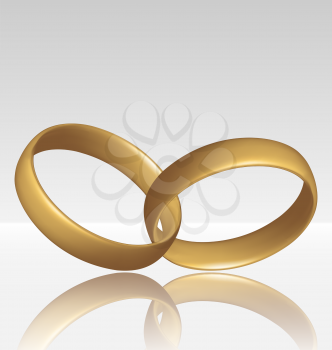 Illustration of jewelry two golden ring - vector eps10 mesh