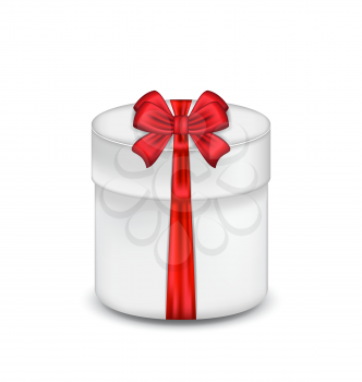 Illustration gift box with red bow isolated on white background - vector 