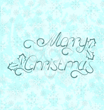 Illustration calligraphic Christmas lettering, snowflakes texture - vector