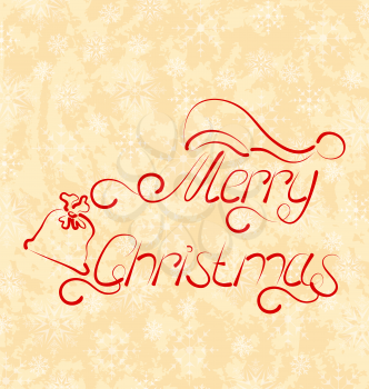 Illustration calligraphic Christmas lettering, grunge background - vector