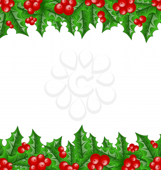 Illustration Christmas decoration holly berry branches - vector