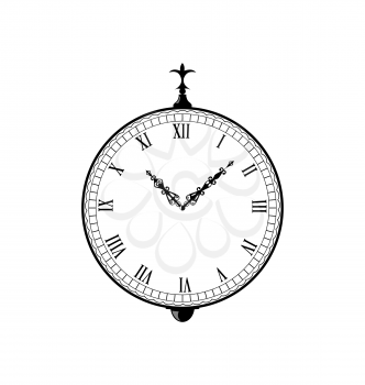 Illustration vintage clock with vignette arrows - vector